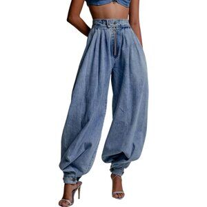 Women's High Waisted Wide Leg Denim Jeans Casual Vintage Trousers